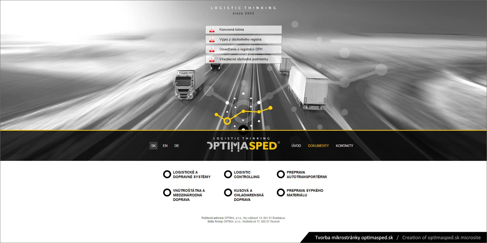 Tvorba dizajnu mikrostránky Optimasped