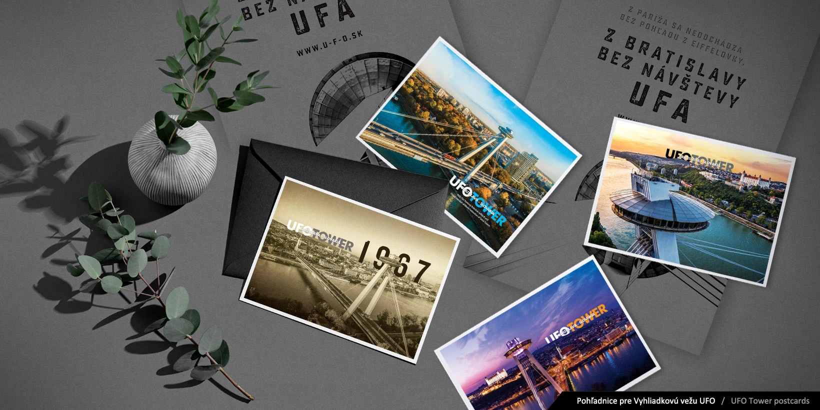 Návrh dizajnu pohľadníc UFO Tower