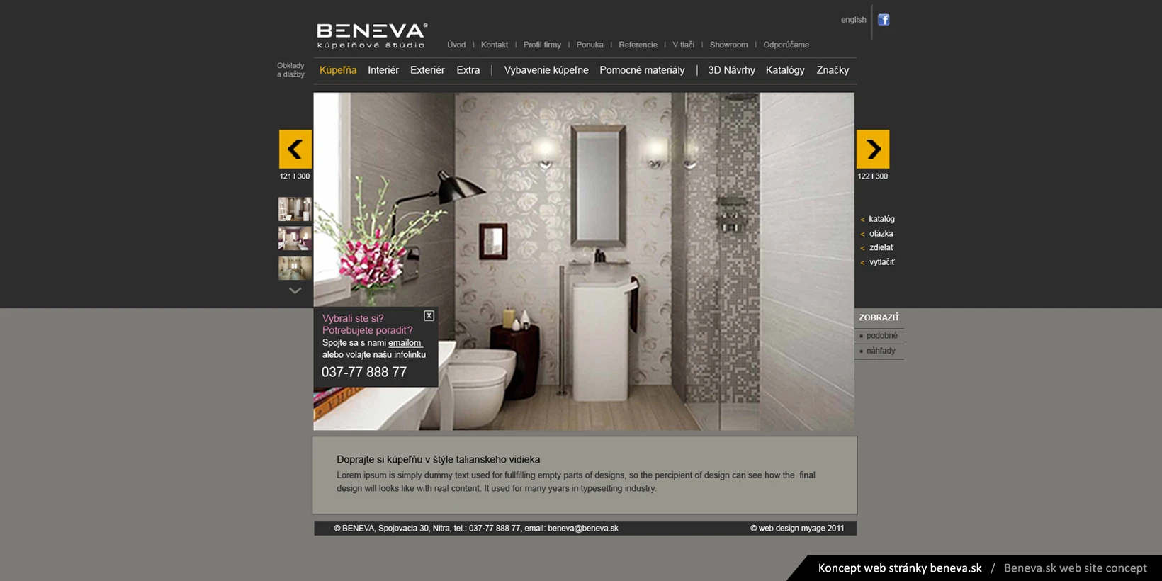 Koncept dizajnu webu Beneva