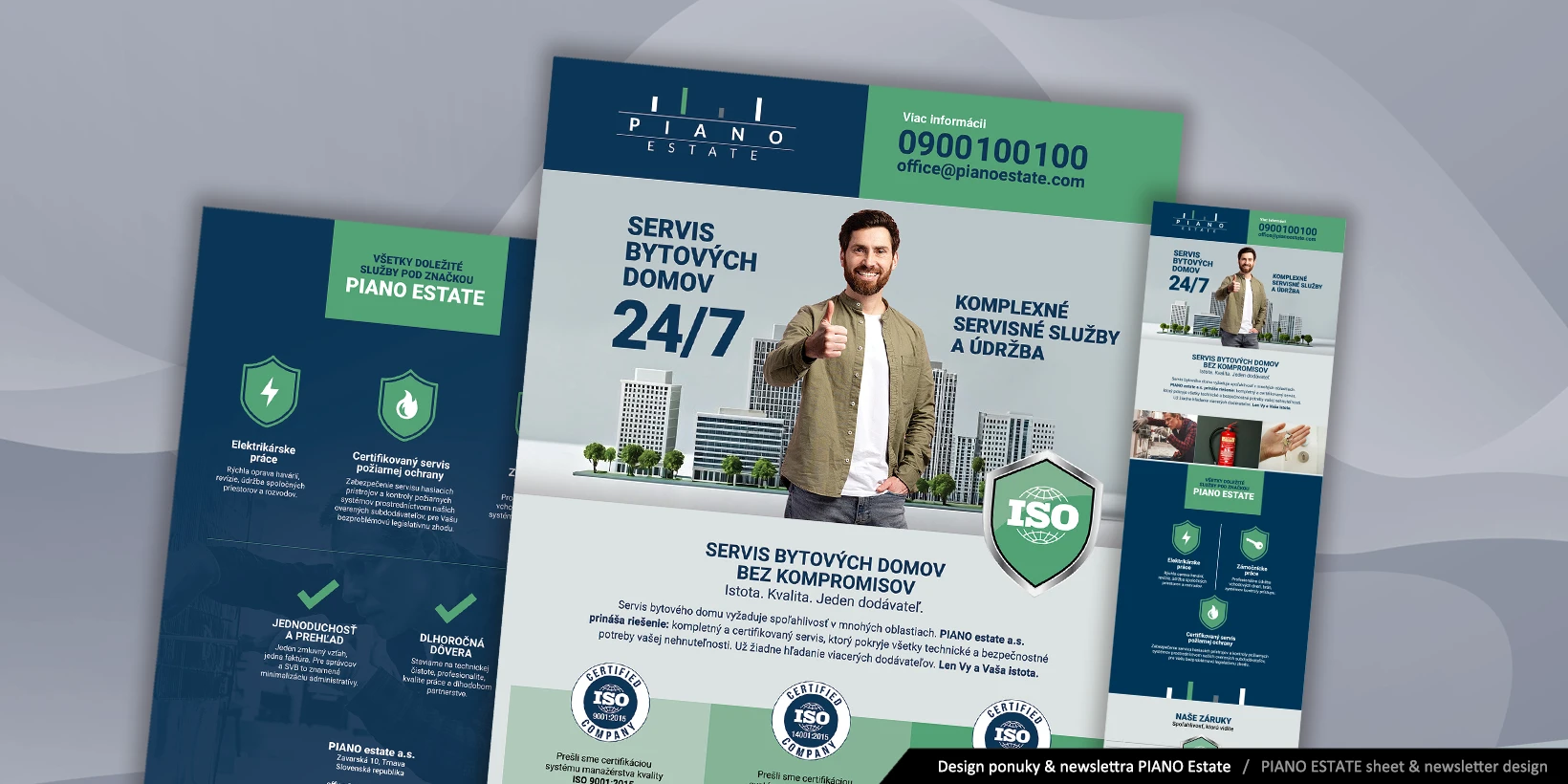 Návrh dizajnu newslettra a ponuky pre PIANO Estate