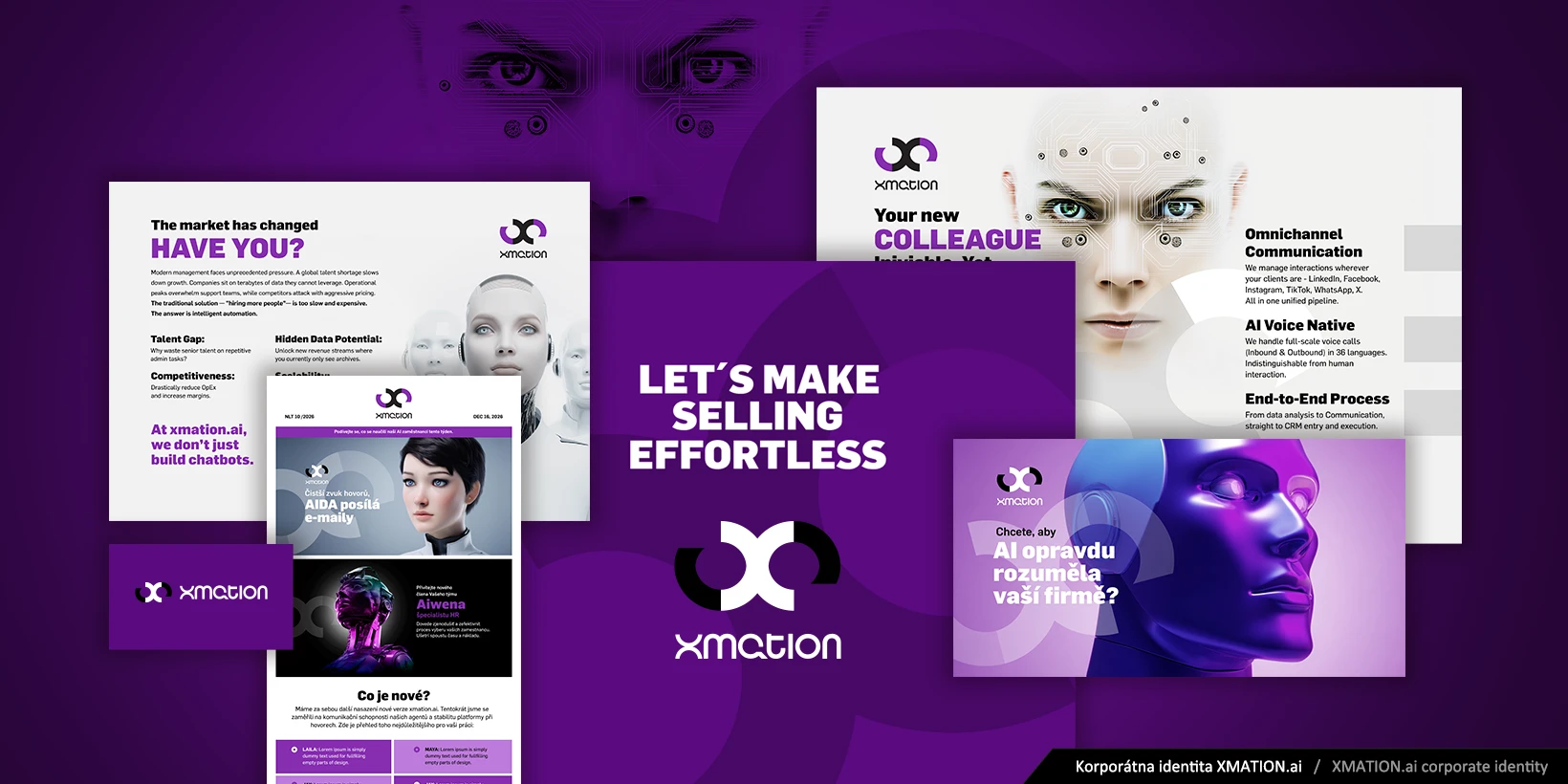 Tvorba dizajnu korporátnej identity a firemných materiálov XMATION.ai