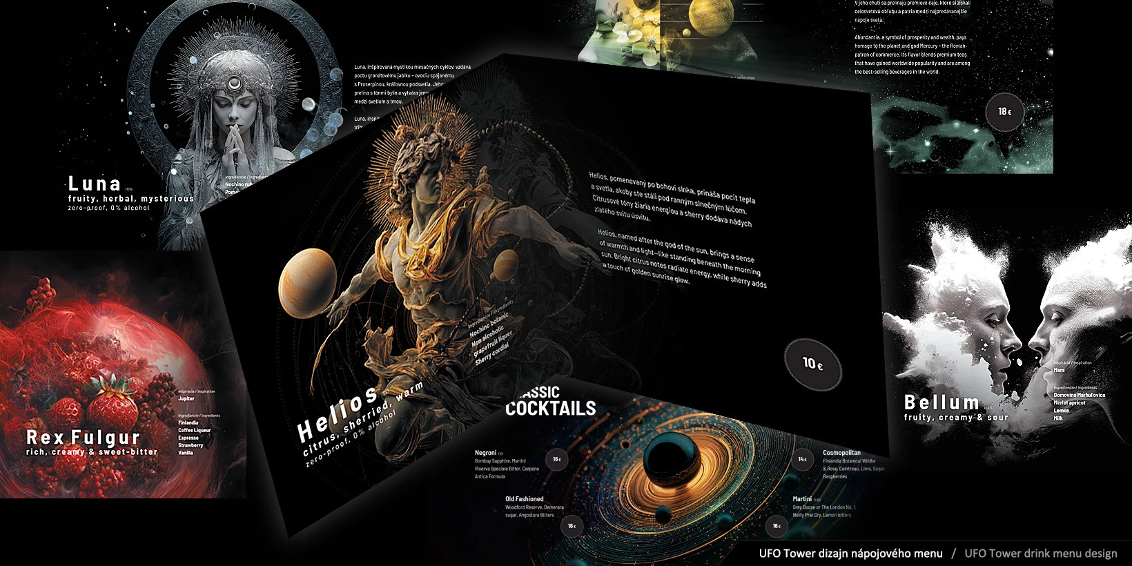 Tvorba dizajnu nápojového menu UFO watch.taste.groove.