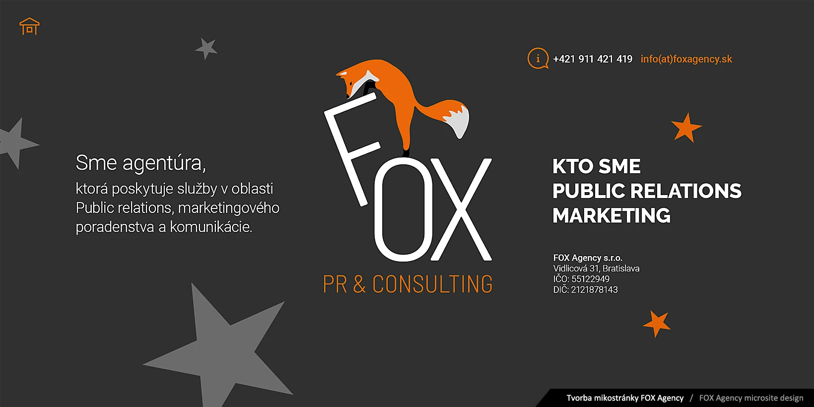 Tvorba mikrostránky FOX Agency