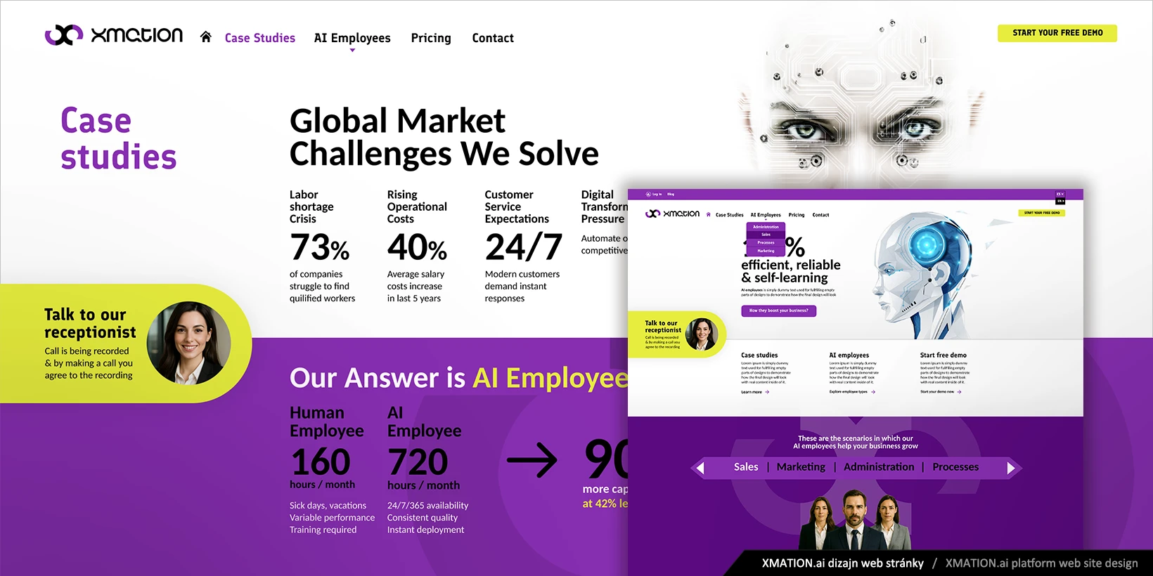 Tvorba návrhu dizajnu webu XMATION.ai