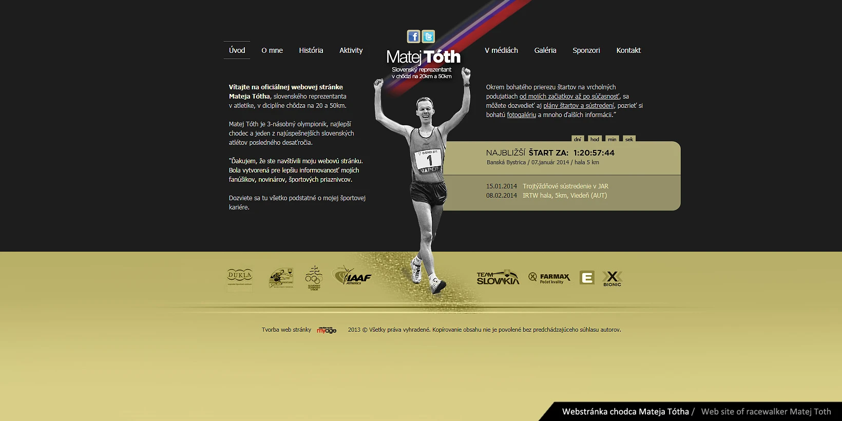 Tvorba web stránky pre Mateja Tóth - olympijského víťaza v chôdzi na 50km